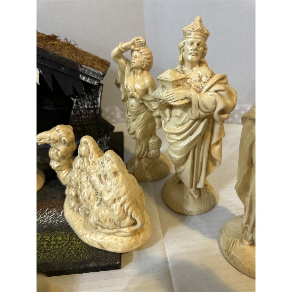 Vintage Atlantic Mold Ceramic Nativity Figures lot 18 pieces-missing Staffs - Picture 14 of 16